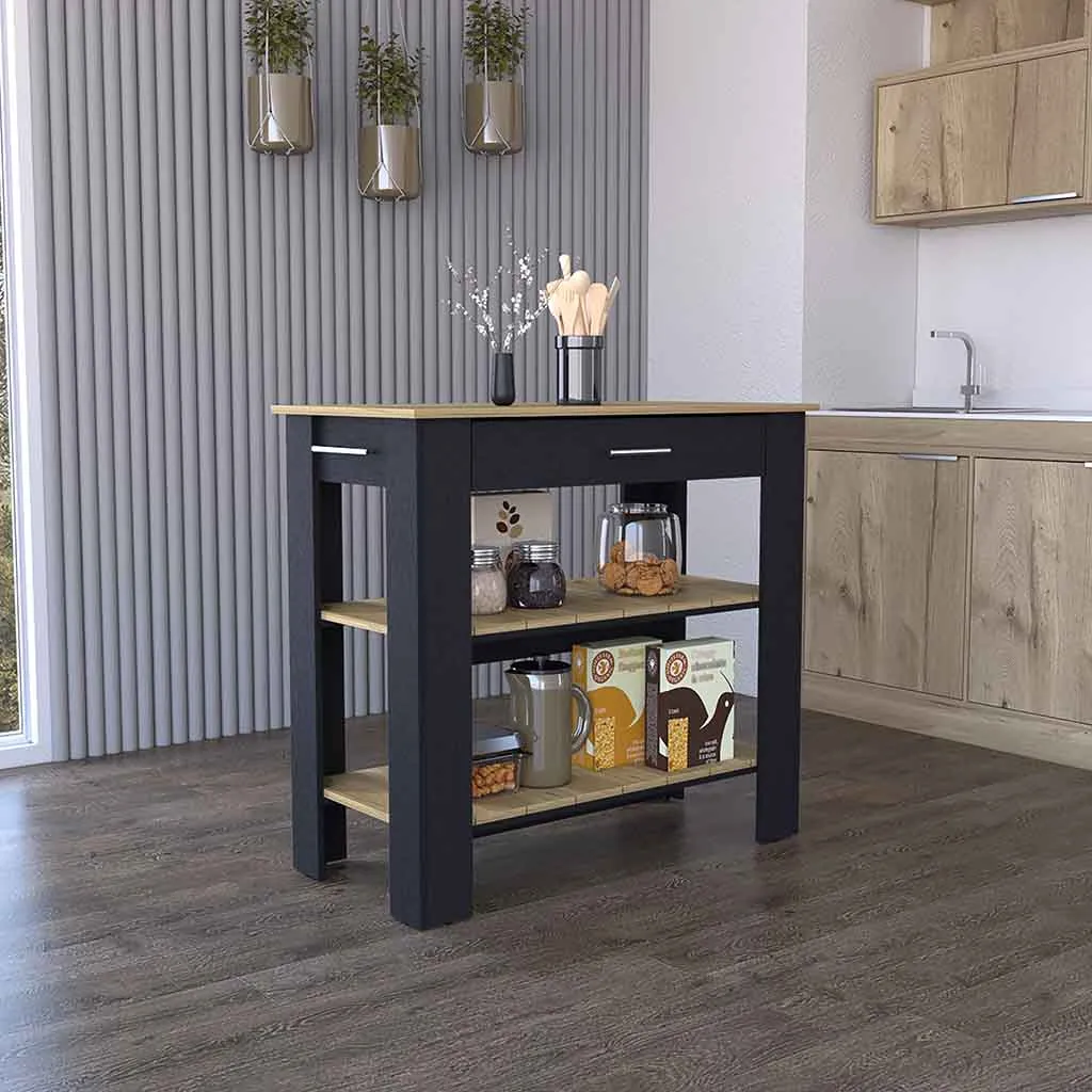 Kitchen Island 40  Dozza Black/Light Oak