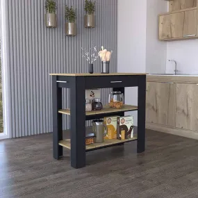 Kitchen Island 40  Dozza Black/Light Oak