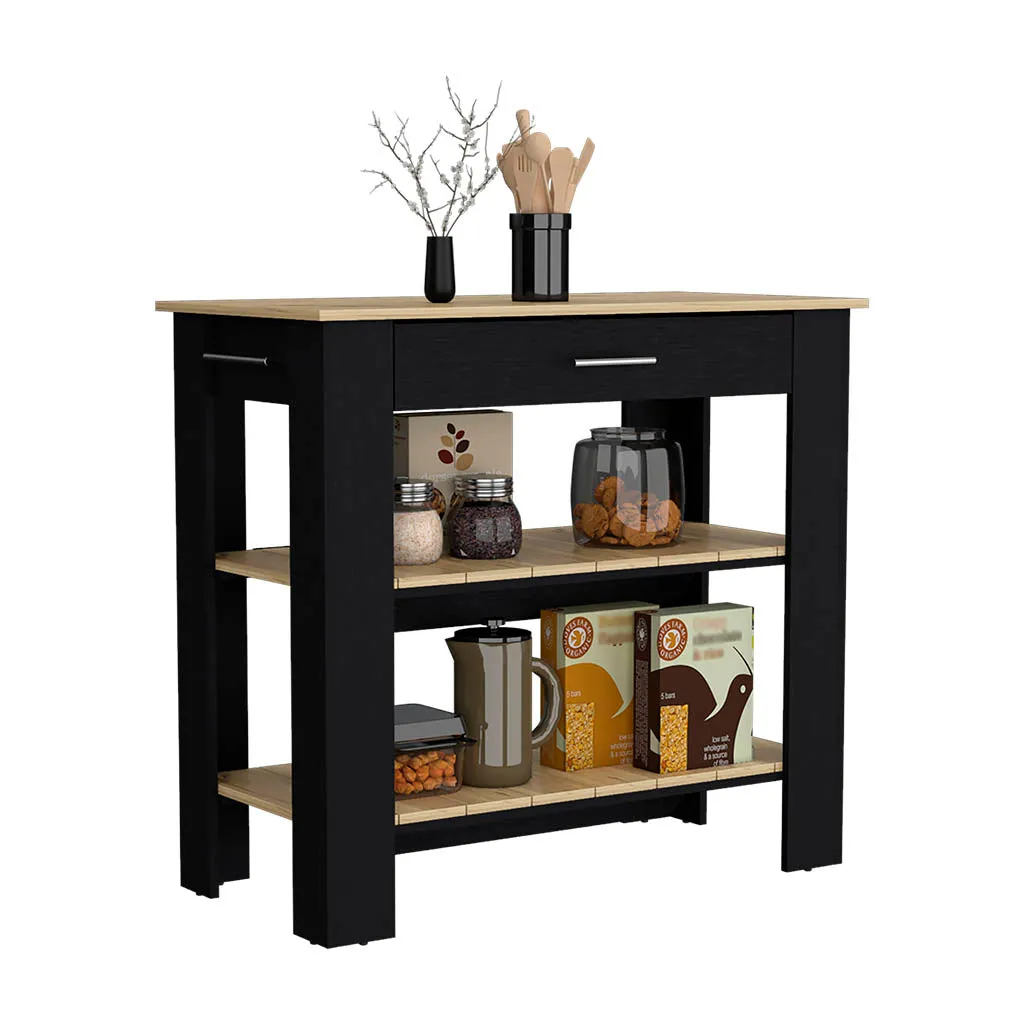 Kitchen Island 40  Dozza Black/Light Oak