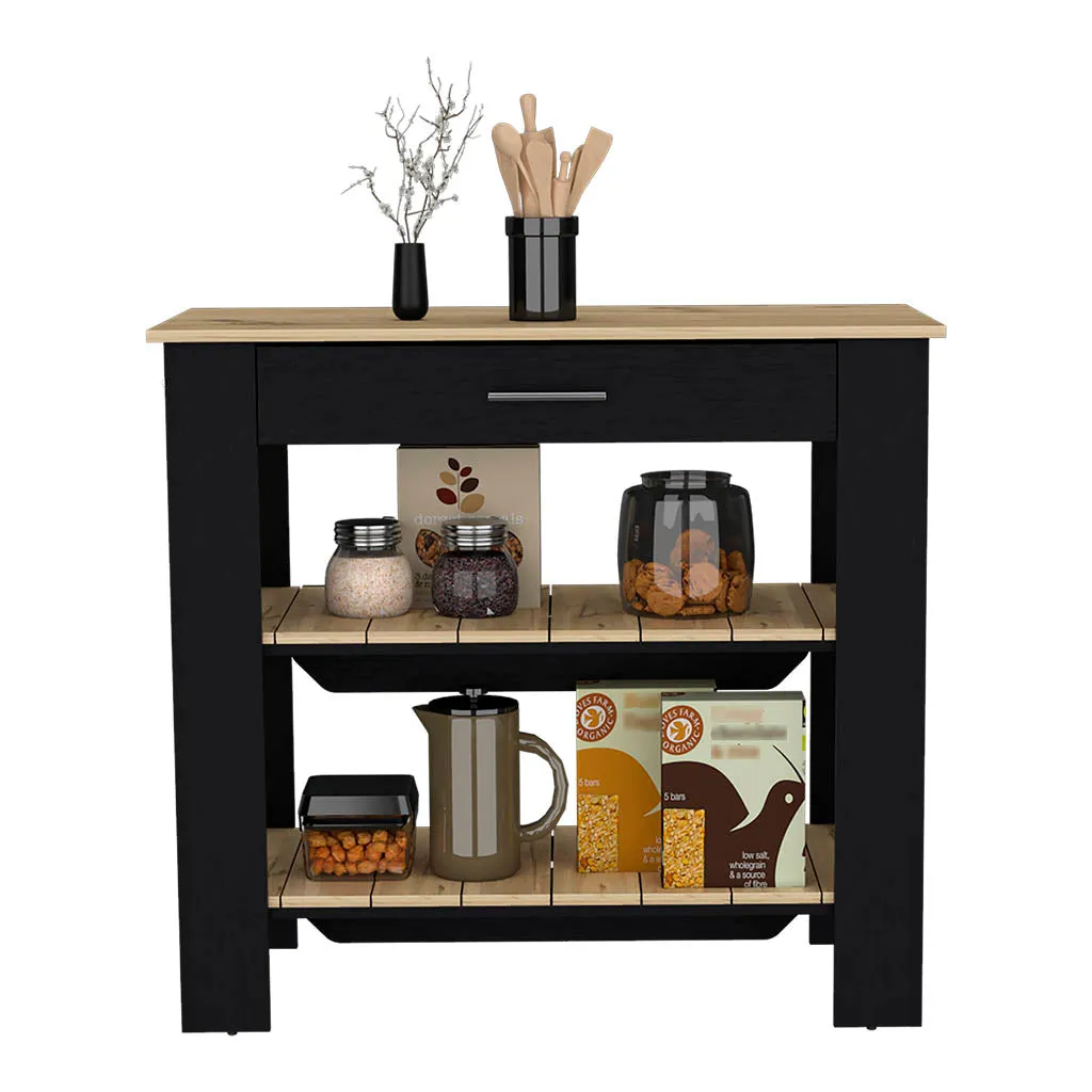 Kitchen Island 40  Dozza Black/Light Oak