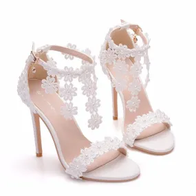 Lace Ankle Strap Sandals, Bridal Wedding Shoes