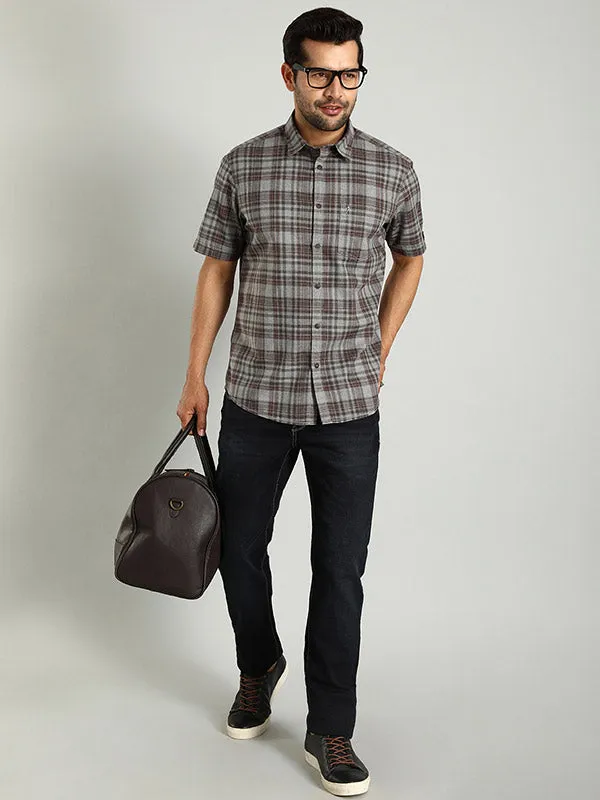 Men Checked Half Sleeve Cotton Shirt