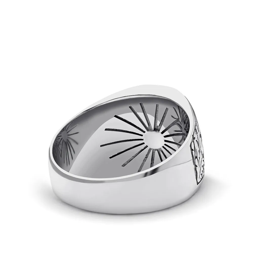 Men's Wide Sterling Silver Solid Ring Oval Shaped Signet