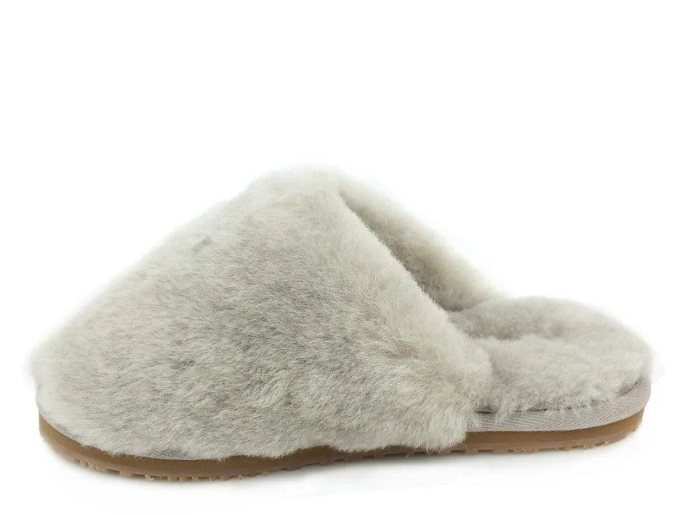 MOU Closed Toe Fur Slipper Solid Color Sand