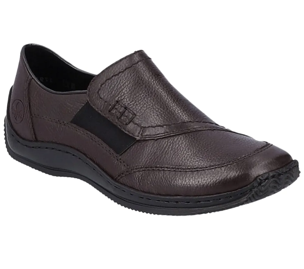 Pantofi casual, dama,  RIEKER, ANTISTRESS, L1791-35 bordo, piele naturala