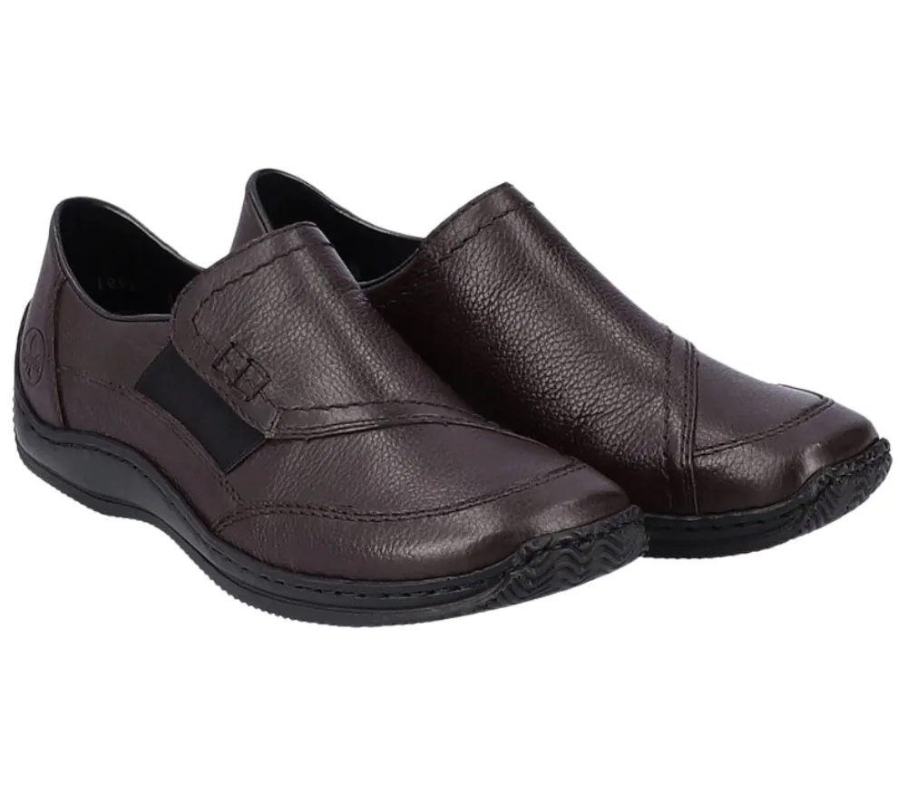 Pantofi casual, dama,  RIEKER, ANTISTRESS, L1791-35 bordo, piele naturala