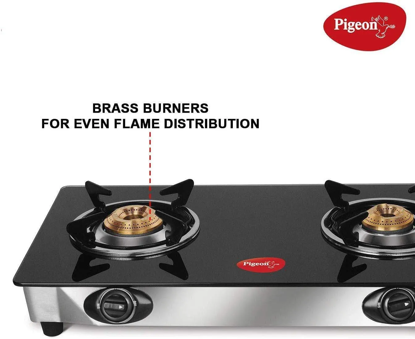 Pigeon By Stovekraft Favourite 2-Burner Glass Top Gas Stove, Black