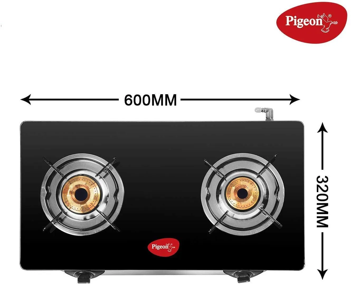 Pigeon By Stovekraft Favourite 2-Burner Glass Top Gas Stove, Black