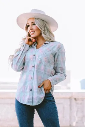 Plaid Button-Up Collar-neck Shirt