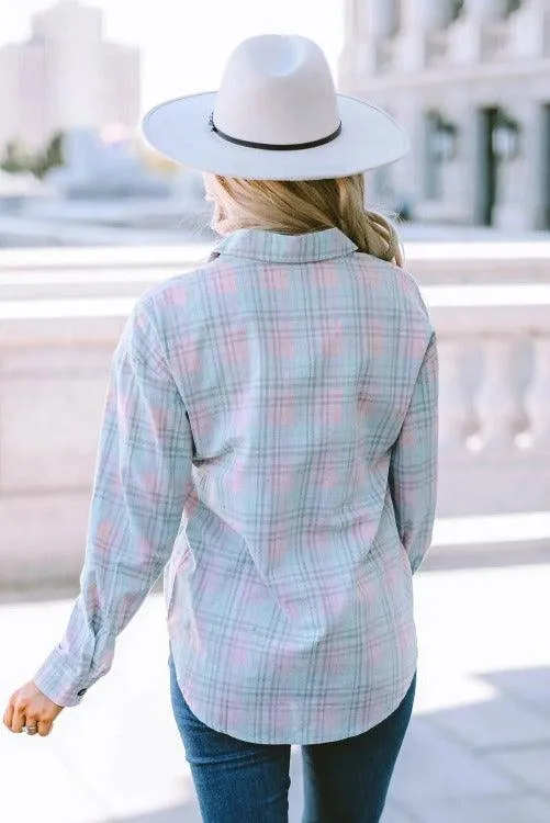 Plaid Button-Up Collar-neck Shirt