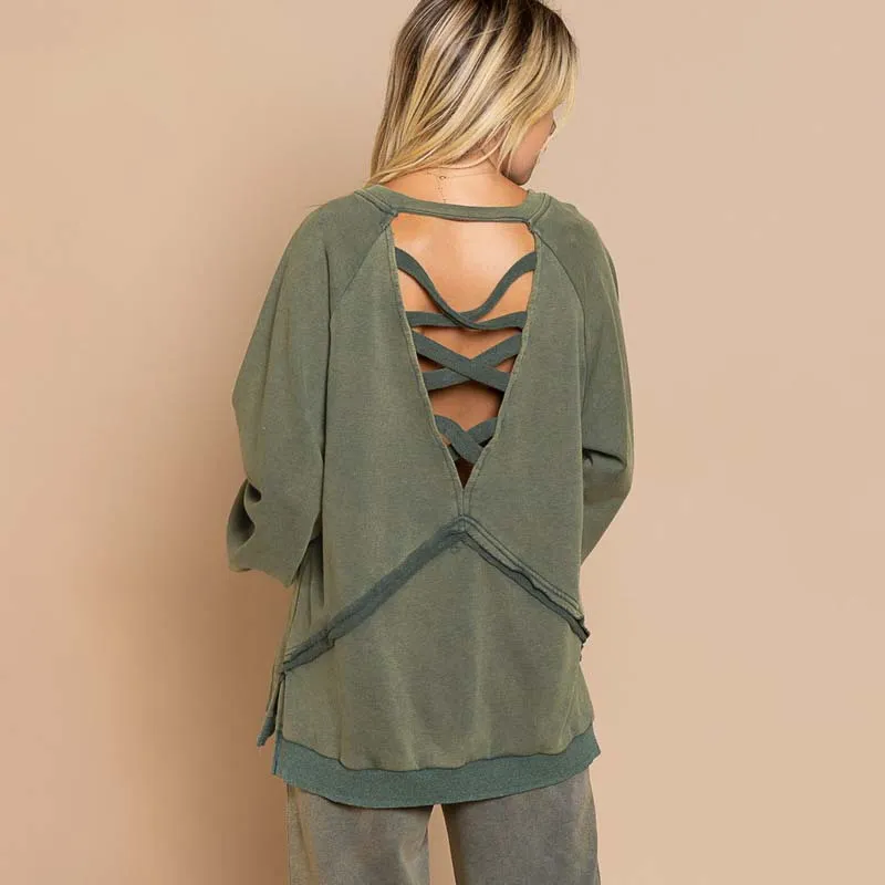 Pullover Back Cut Out Sweatshirt