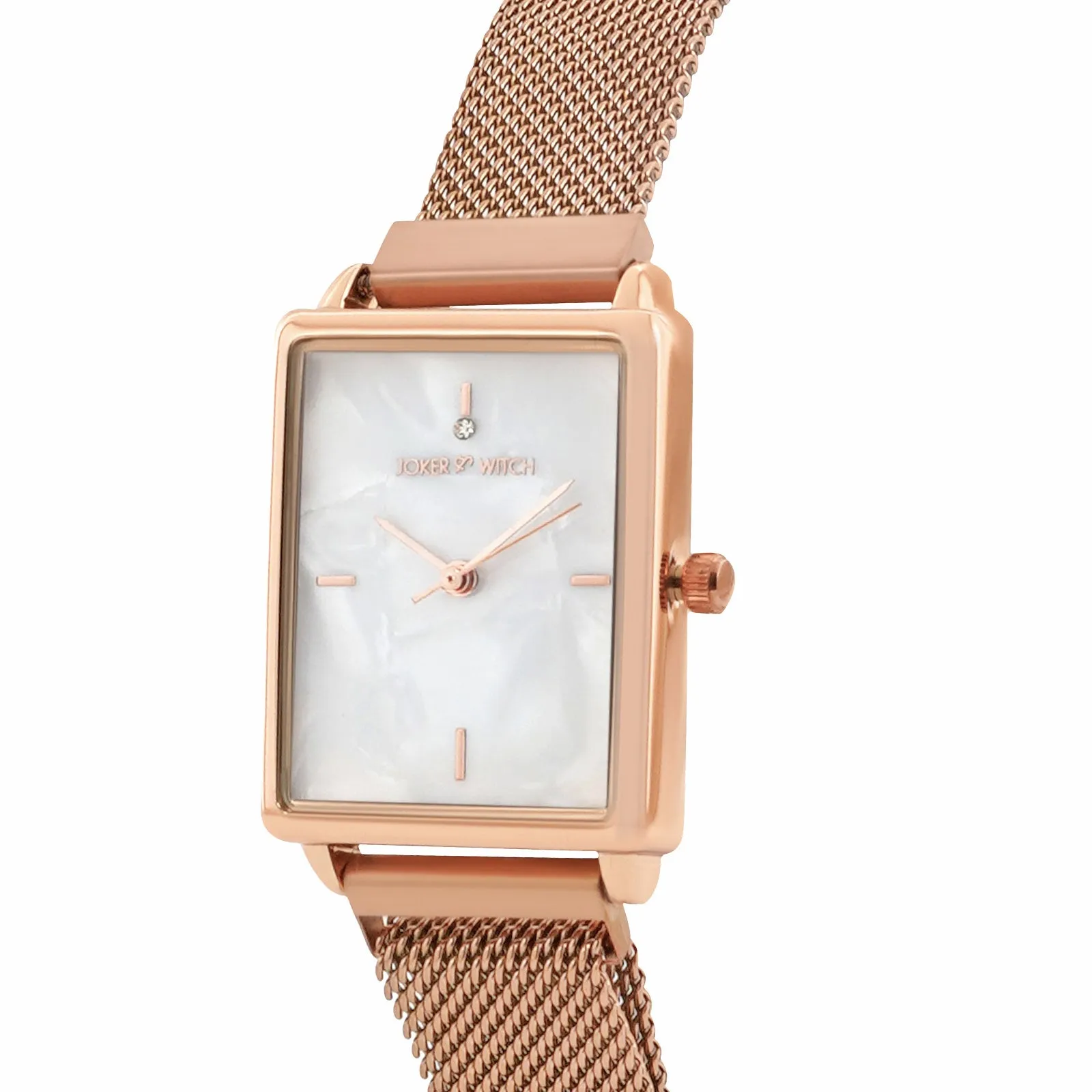 Quad MOP White Dial Rosegold Magnetic Mesh Strap Watch