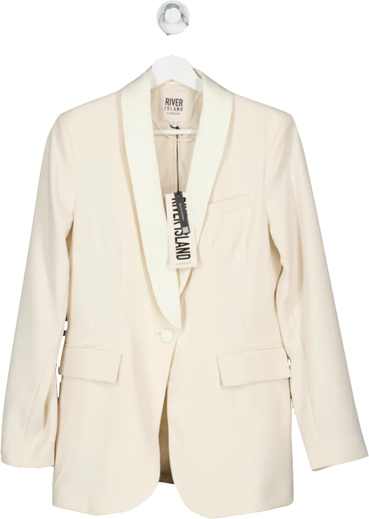 River Island Cream Shawl Collar Tux Blazer UK 6