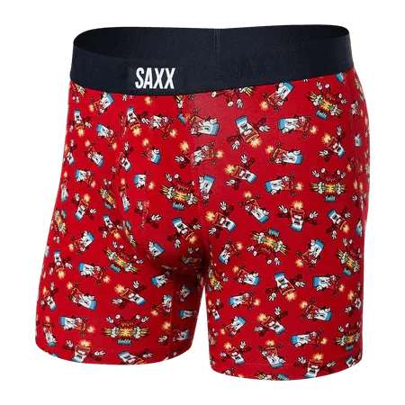 Saxx Men's Vibe Boxer Brief Underwear - Big Bang - Red