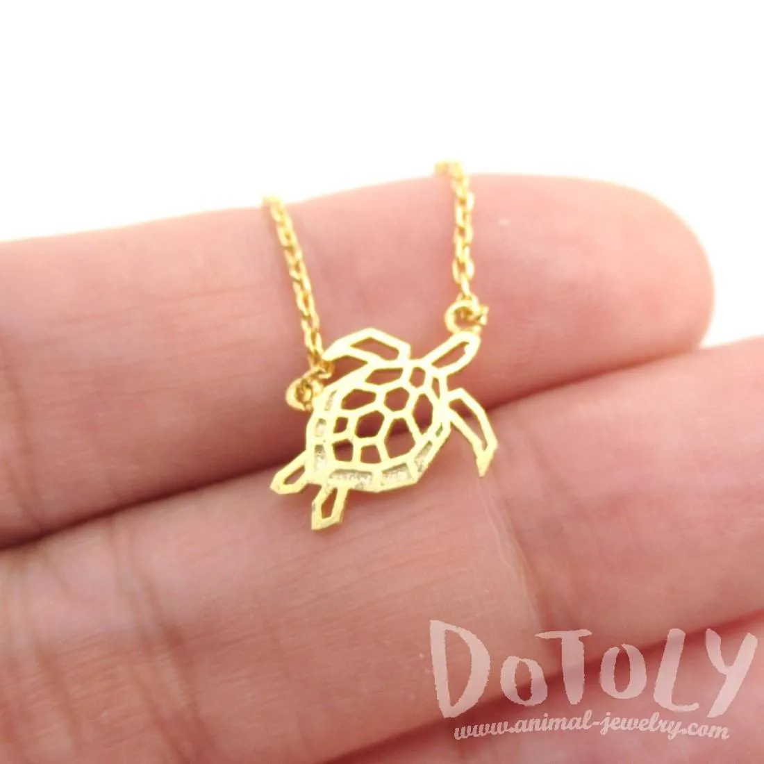 Sea Turtle Tortoise Shaped Pendant Necklace in Gold or Silver | DOTOLY