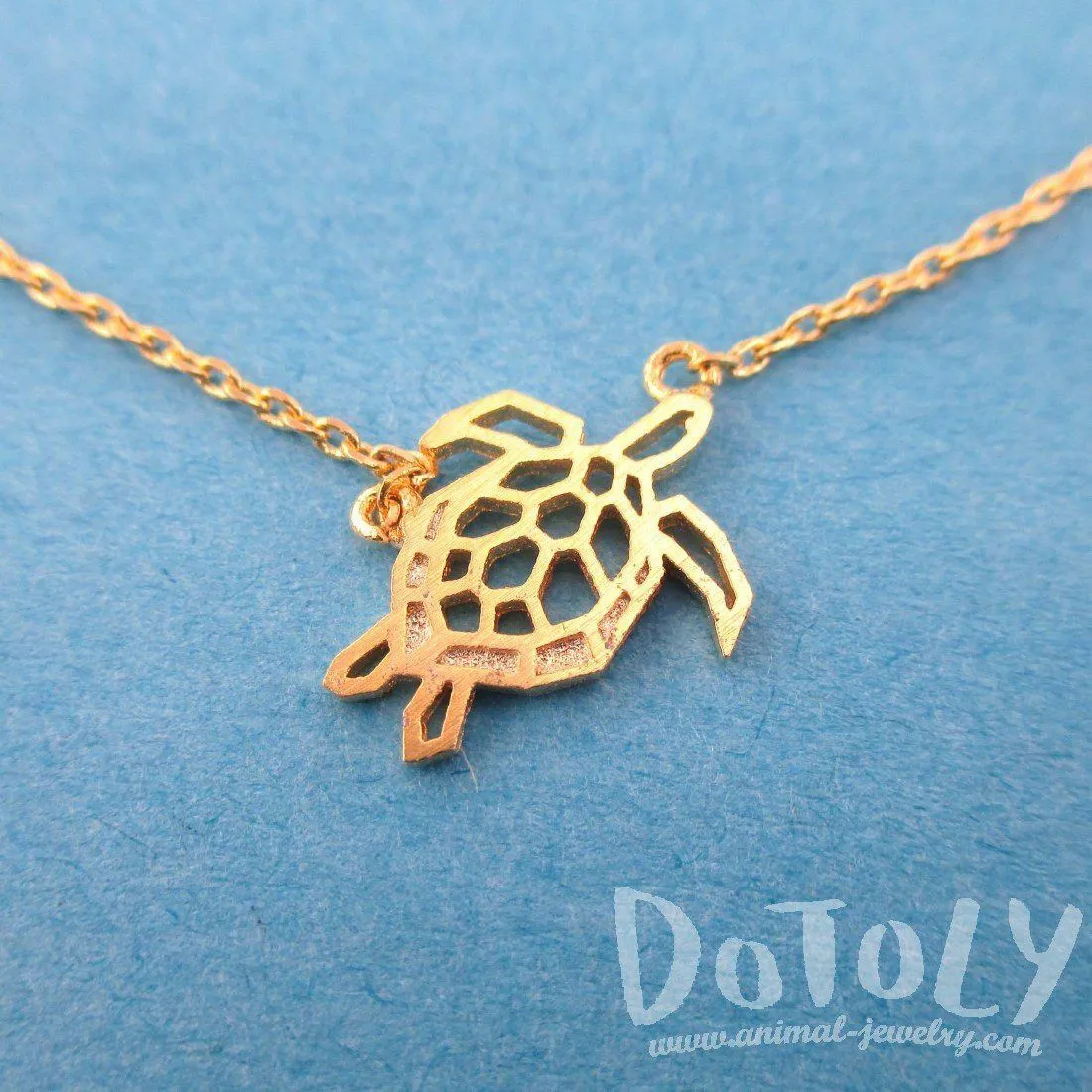 Sea Turtle Tortoise Shaped Pendant Necklace in Gold or Silver | DOTOLY