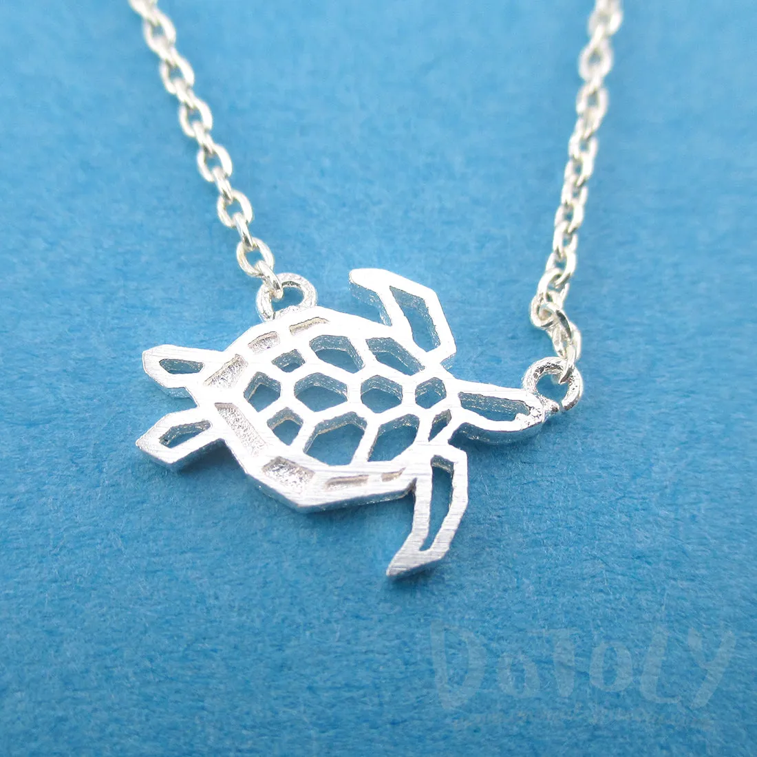 Sea Turtle Tortoise Shaped Pendant Necklace in Gold or Silver | DOTOLY