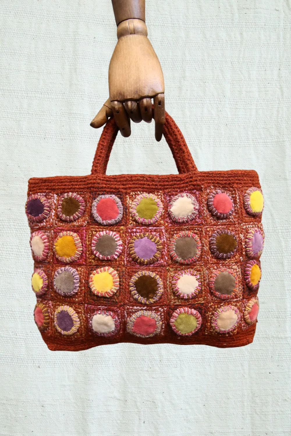 SOPHIE DIGARD CROCHET RUST BAG MULTI VELVET SPOTS