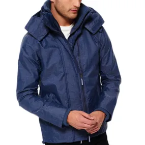 Superdry Mens Tech Hood Wind cheater Zip Jacket - Navy Herringbone