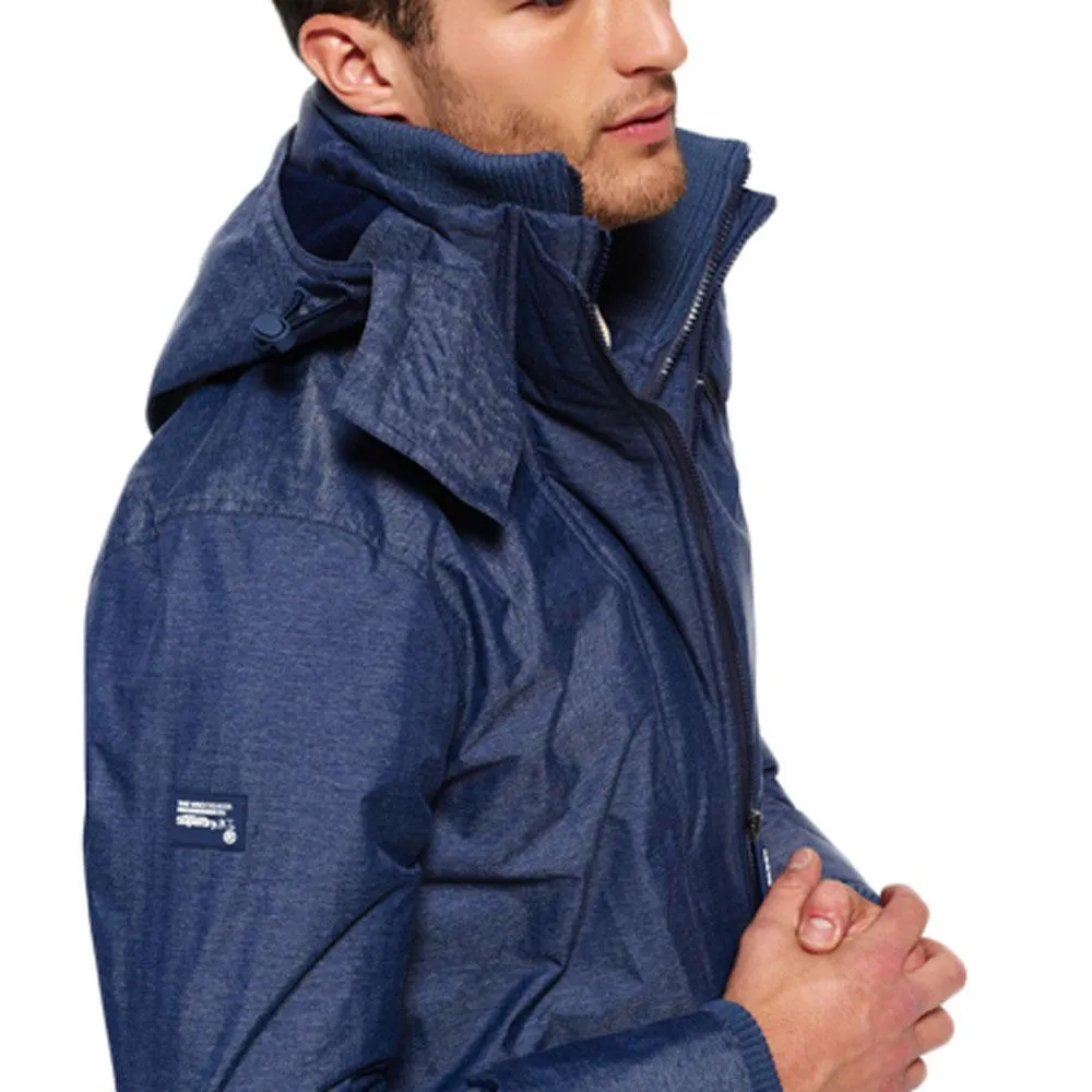 Superdry Mens Tech Hood Wind cheater Zip Jacket - Navy Herringbone