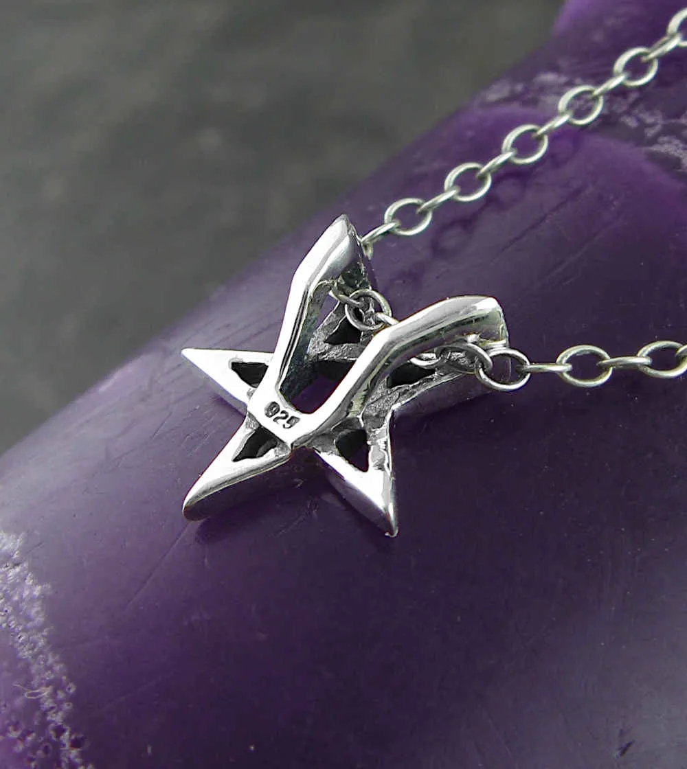 Tiny Second Degree Wicca Inverted Pentagram Pendant, Handmade