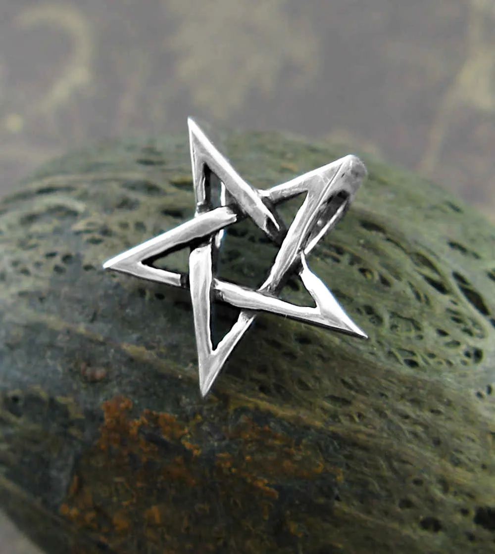 Tiny Second Degree Wicca Inverted Pentagram Pendant, Handmade