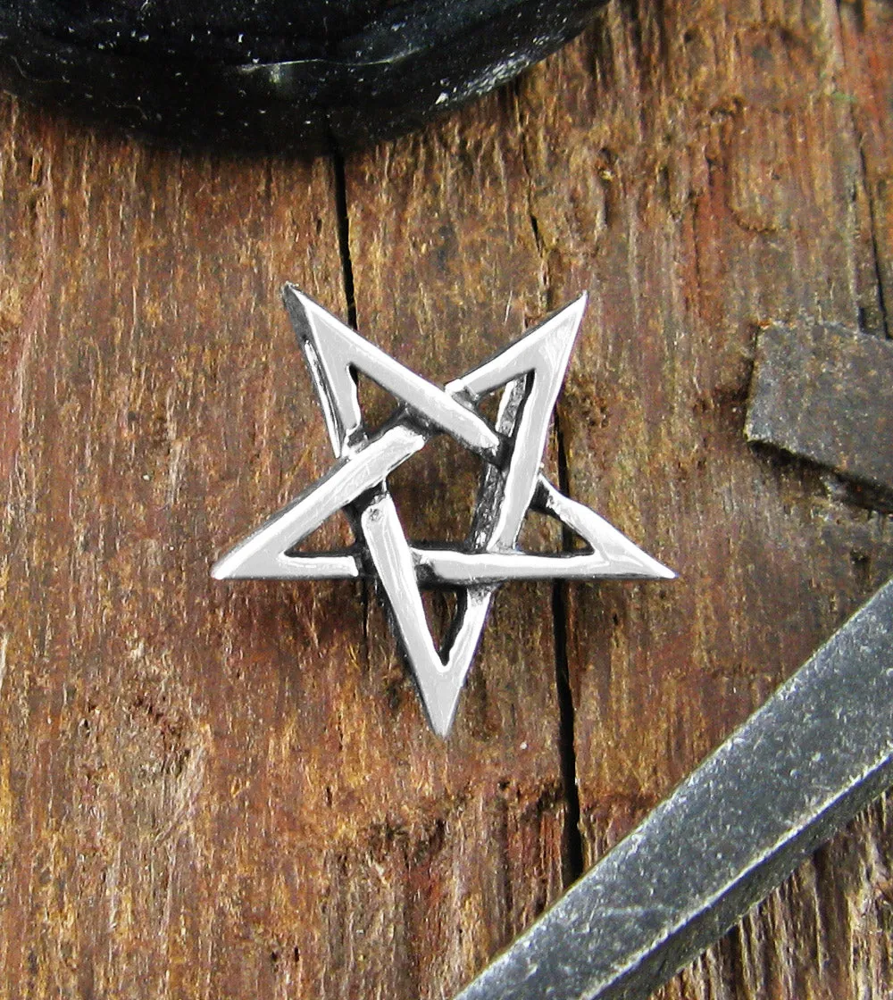 Tiny Second Degree Wicca Inverted Pentagram Pendant, Handmade