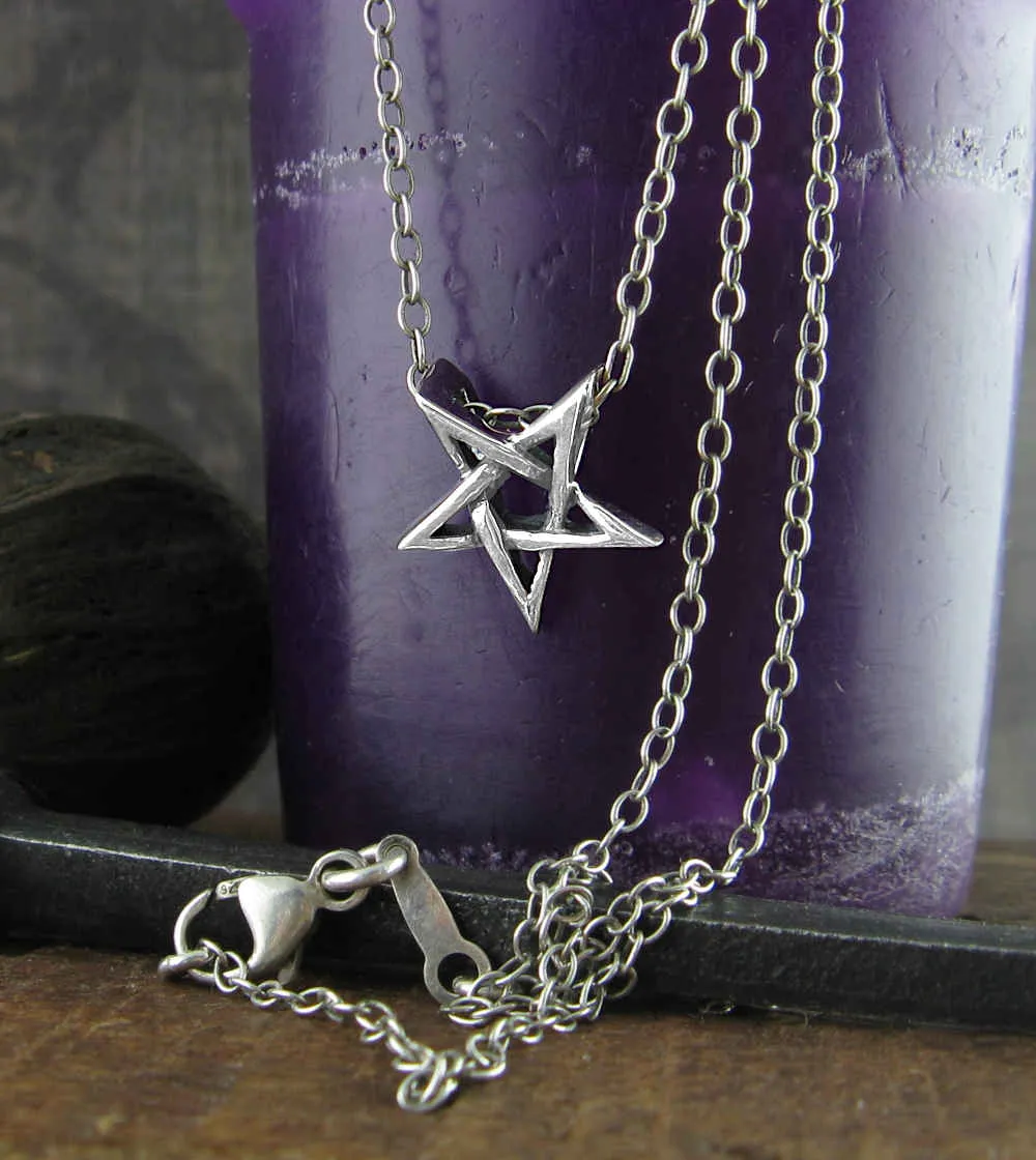 Tiny Second Degree Wicca Inverted Pentagram Pendant, Handmade