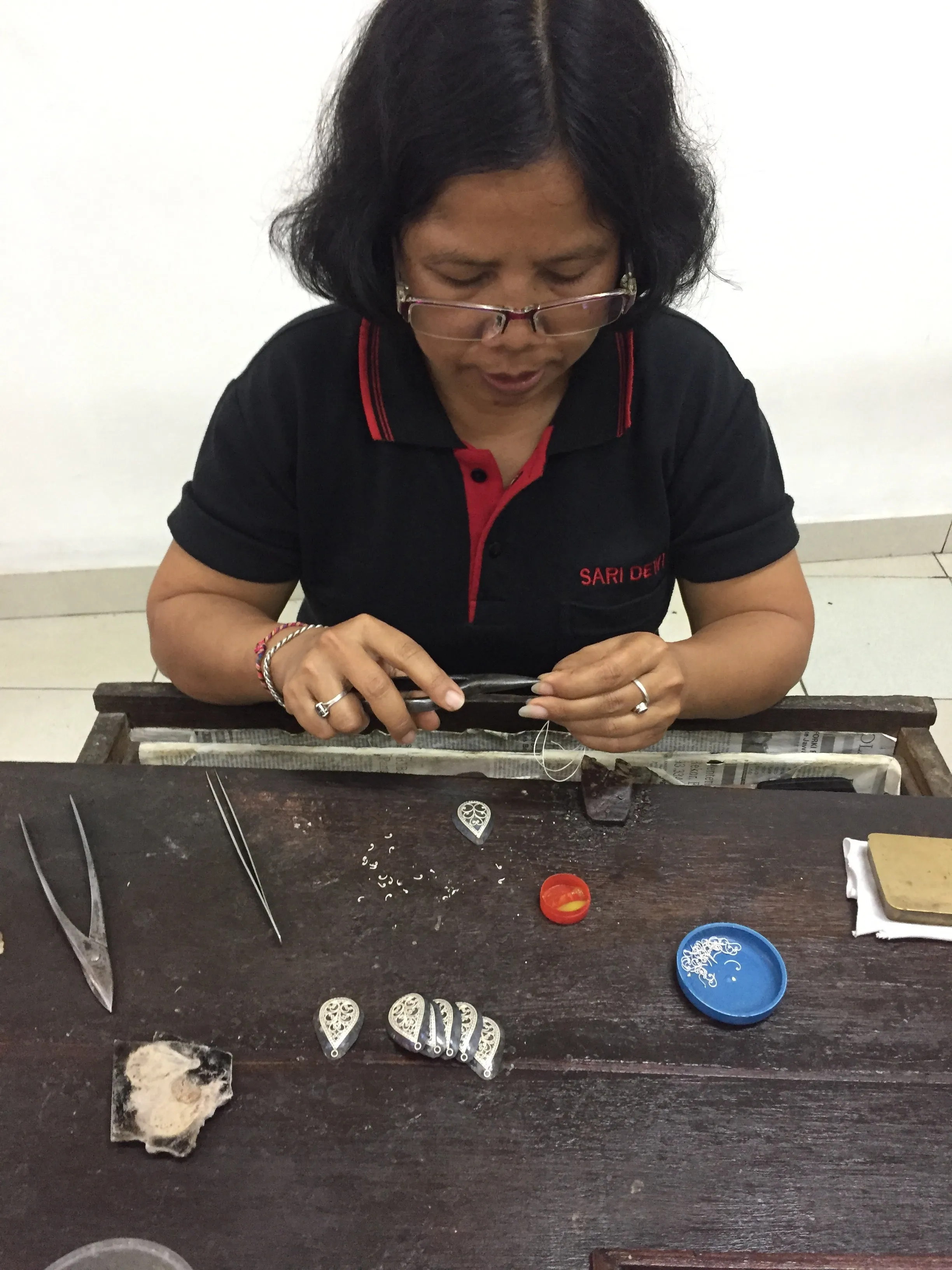 Traditional Balinese Filigree Silver and Gold Earrings