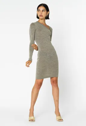 Tubular Merino Asymmetrical Dress / Oatmeal