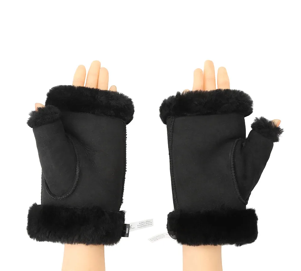 UGG AUSTRALIAN SHEPHERD Fluffy Fingerless Sheepskin Wool Mittens