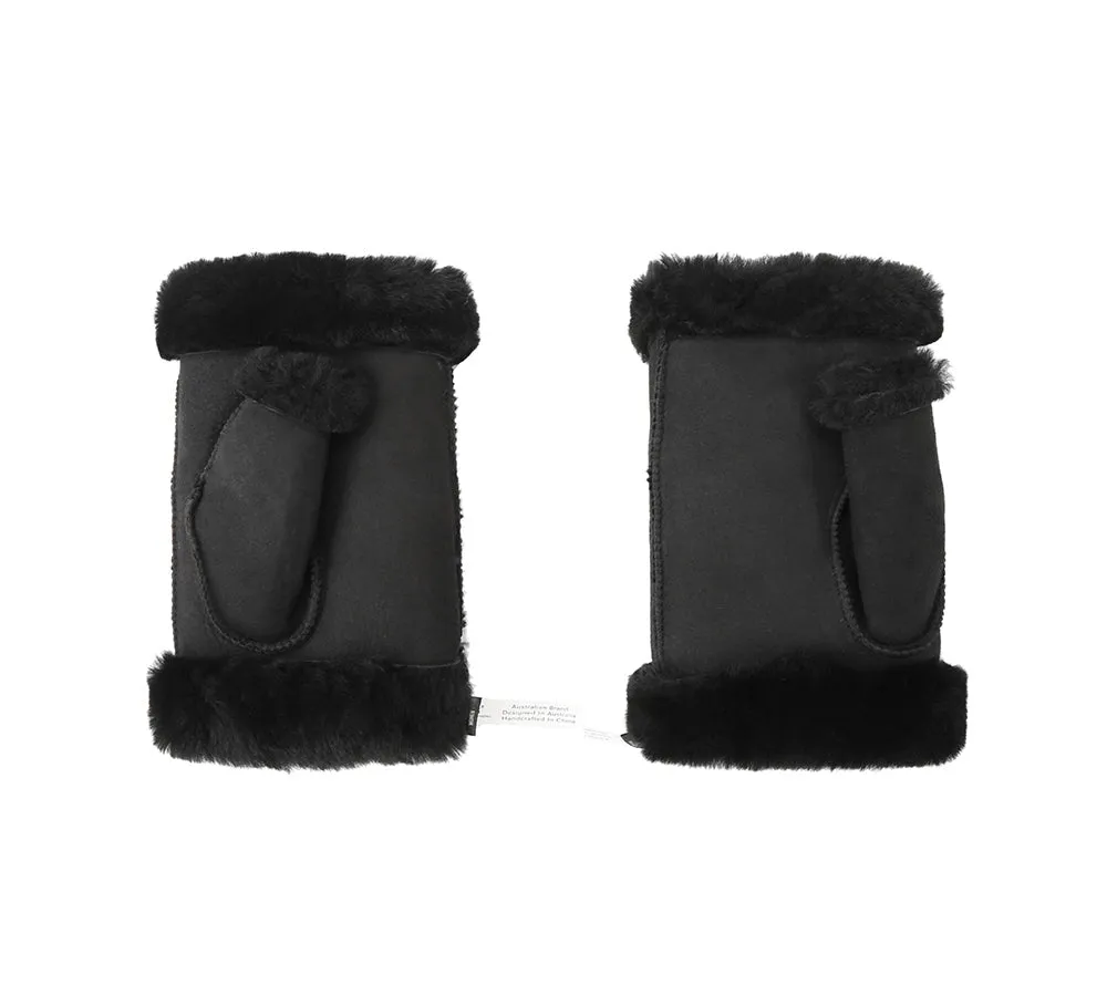 UGG AUSTRALIAN SHEPHERD Fluffy Fingerless Sheepskin Wool Mittens