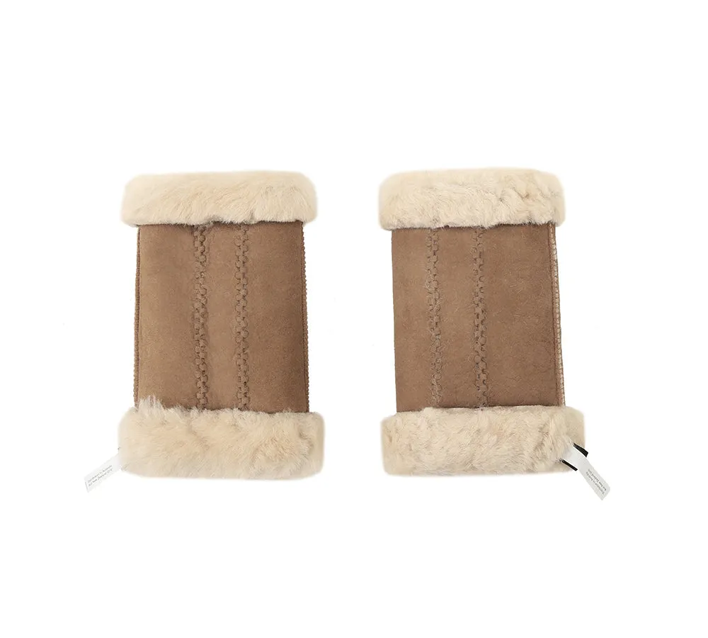 UGG AUSTRALIAN SHEPHERD Fluffy Fingerless Sheepskin Wool Mittens