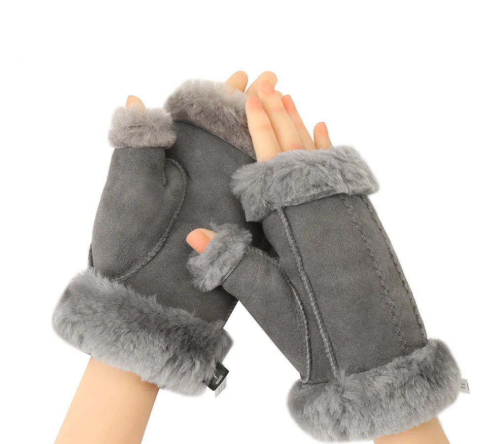 UGG AUSTRALIAN SHEPHERD Fluffy Fingerless Sheepskin Wool Mittens