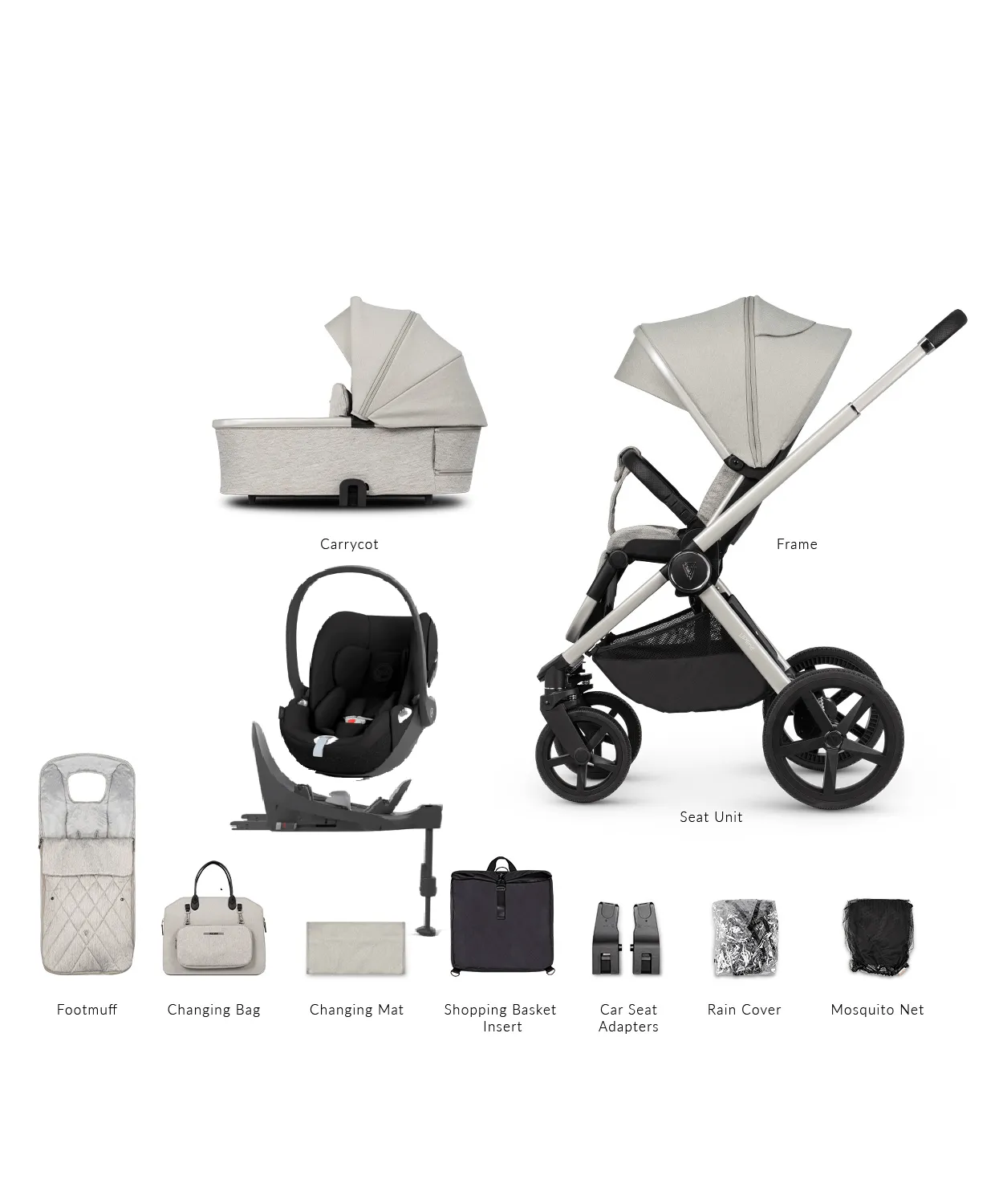 Venicci 3 in 1 Tinum UPLINE Cloud T Travel System - Moonstone