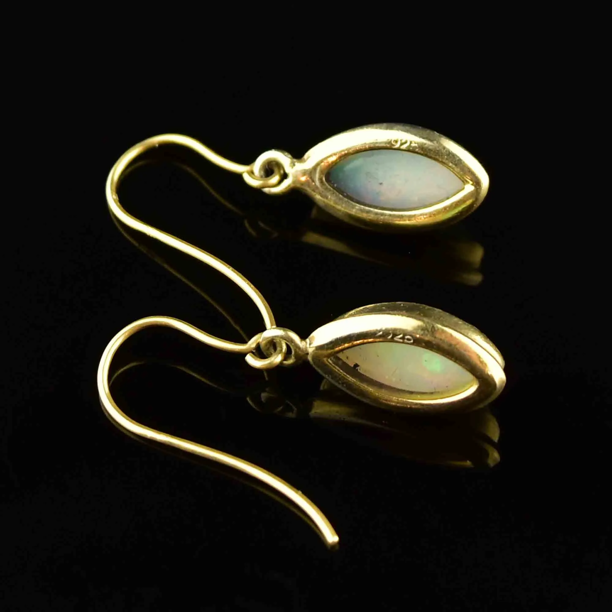 Vintage Art Deco Style Marquise Opal Earrings