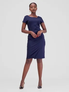 Vivo Tande Boat Neck Dress  - Light Navy