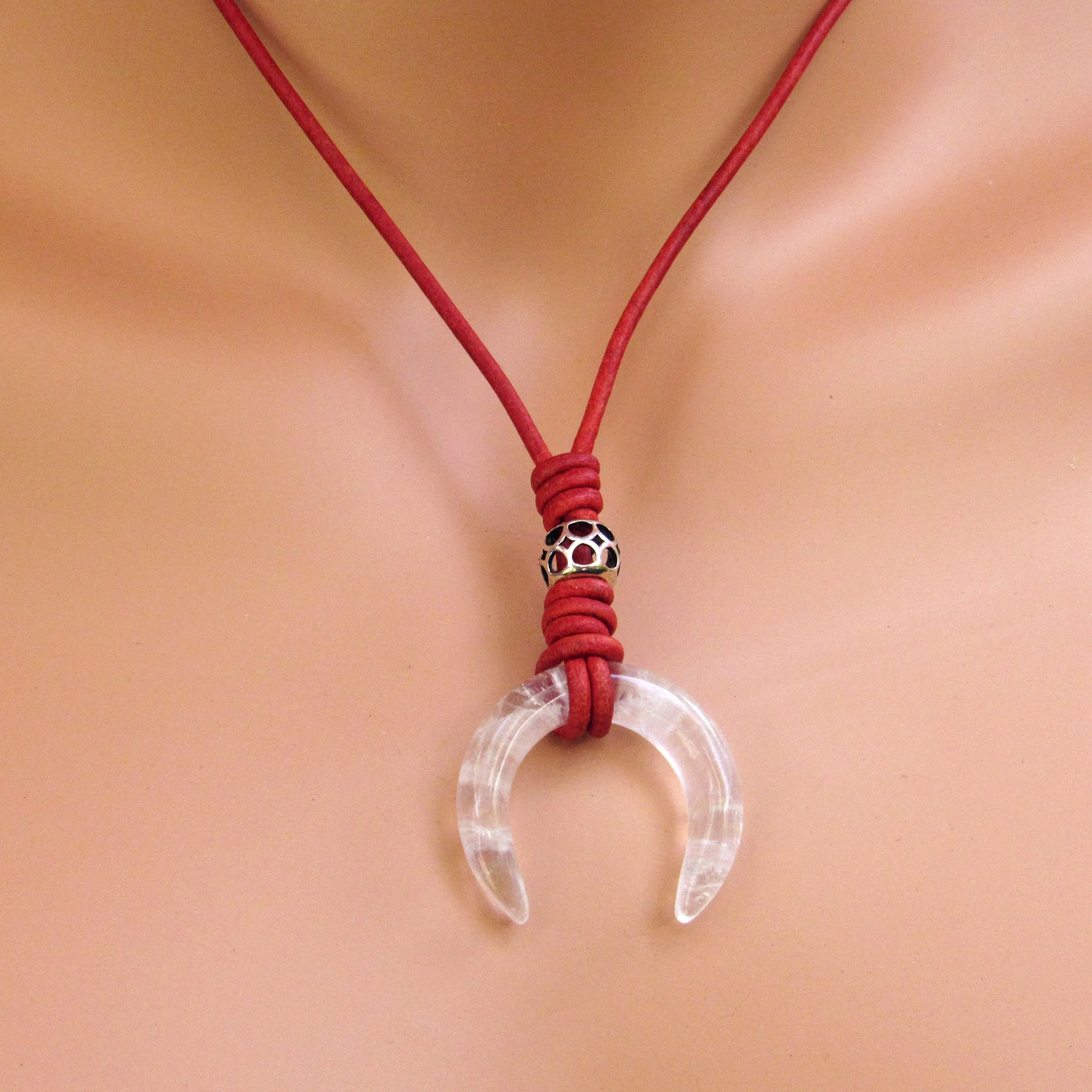 Women's Leather and Gemstone neckalces with silver accents and findings