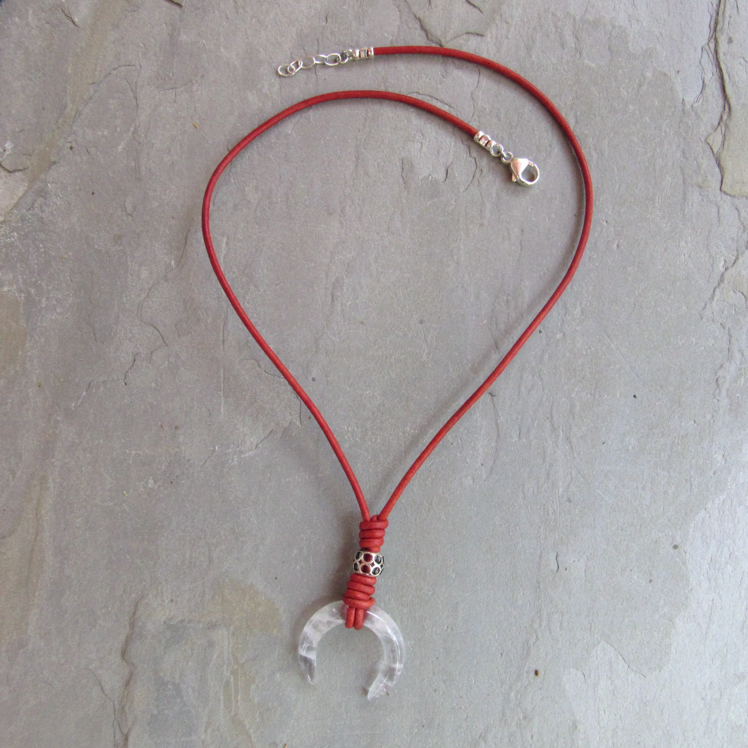 Women's Leather and Gemstone neckalces with silver accents and findings